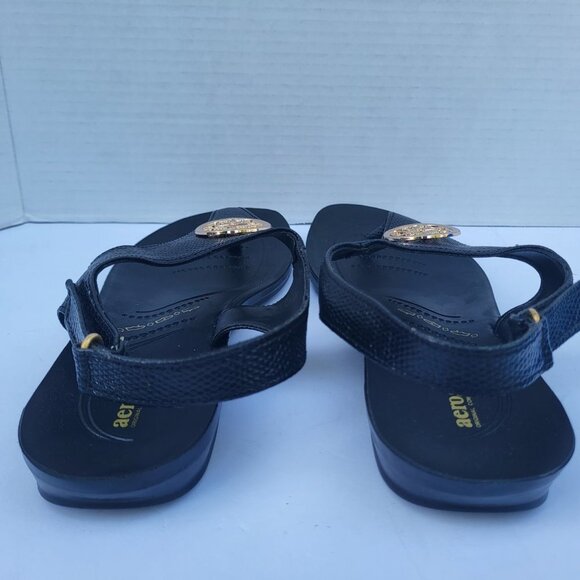 .Aerosoft - Motif Jeweled Thong Adjustable Ankle Strap Sandals For Women -8 - Picture 3 of 5